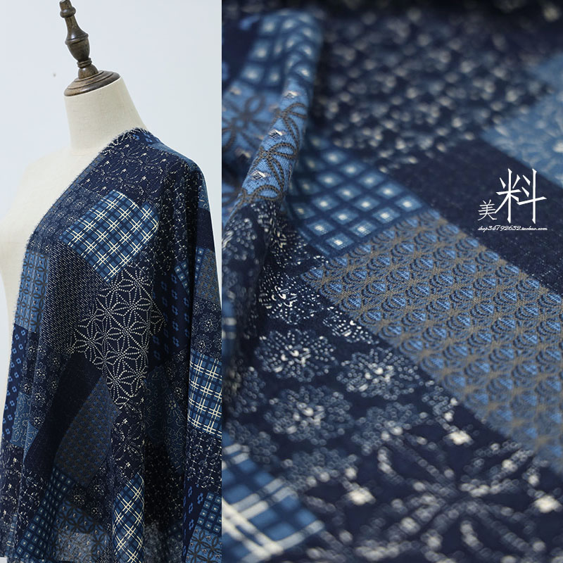棉麻格子印花布 服装面料 旗袍 床单布料 手工diy