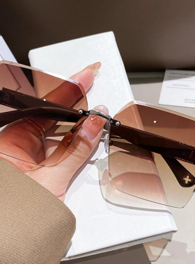 方形无框切边女款墨镜防紫外线