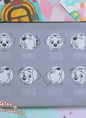 日单D家。可爱101斑点狗狗 十字纹PU扁平手拿包/信封包