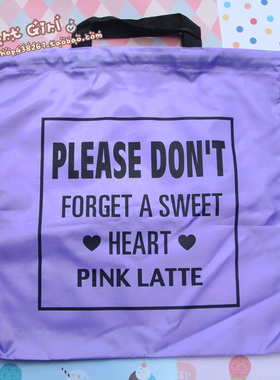 日单。PINK LATTE 字母 抽绳手提 背袋-3色~