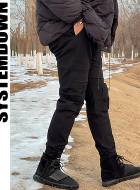 SSTD高端小众男士春秋工装水洗束脚小脚裤小破洞修身显瘦280斤可