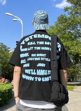 SSTD春夏新品killtheboy320克重发泡印花美式休闲短袖重磅纯棉t恤