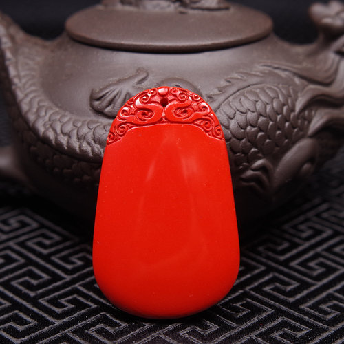 97%高含量天然原矿朱砂无事牌双龙牌吊坠挂件散珠真朱砂原石