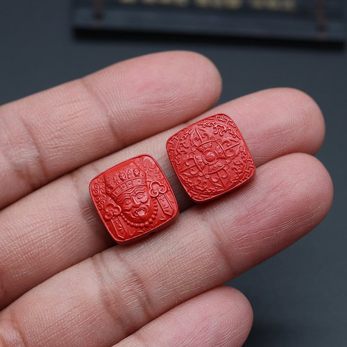 朱砂扎基拉姆小方牌西藏财神