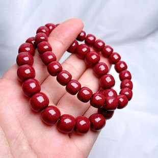 95%天然朱砂晶体紫金砂帝王砂老型珠苹果珠手串本命年真朱砂原矿