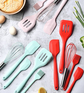 红色耐高温食品级硅胶 烘培工具 大号小号刮刀打蛋器锅铲 5件套