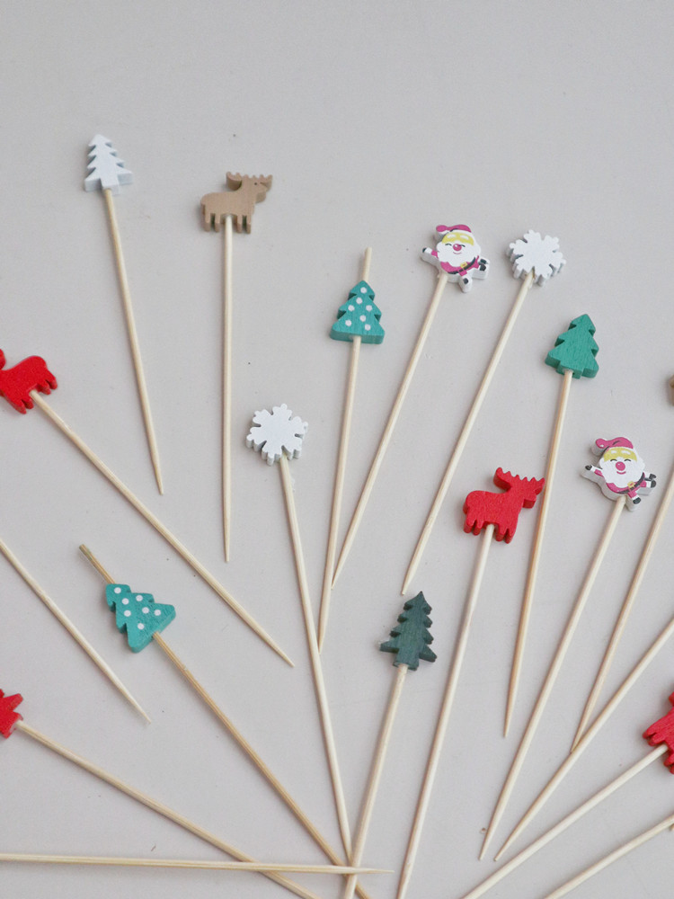 雪花麋鹿圣诞假日水果签