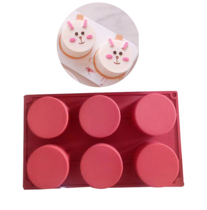 6连圆柱模具 耐高温创意法式甜品硅胶矽胶圆形点心 烘焙蛋糕磨具