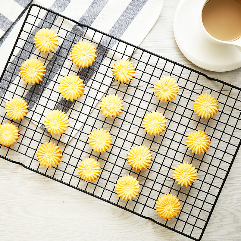 烘焙工具不粘网格冷却架黑色甜品师厨师专用冷晾网饼干面包加密