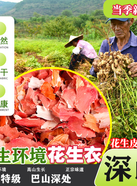高山纯野环境新鲜农家花生衣晒干红皮花生衣皮提升红色血小板500g