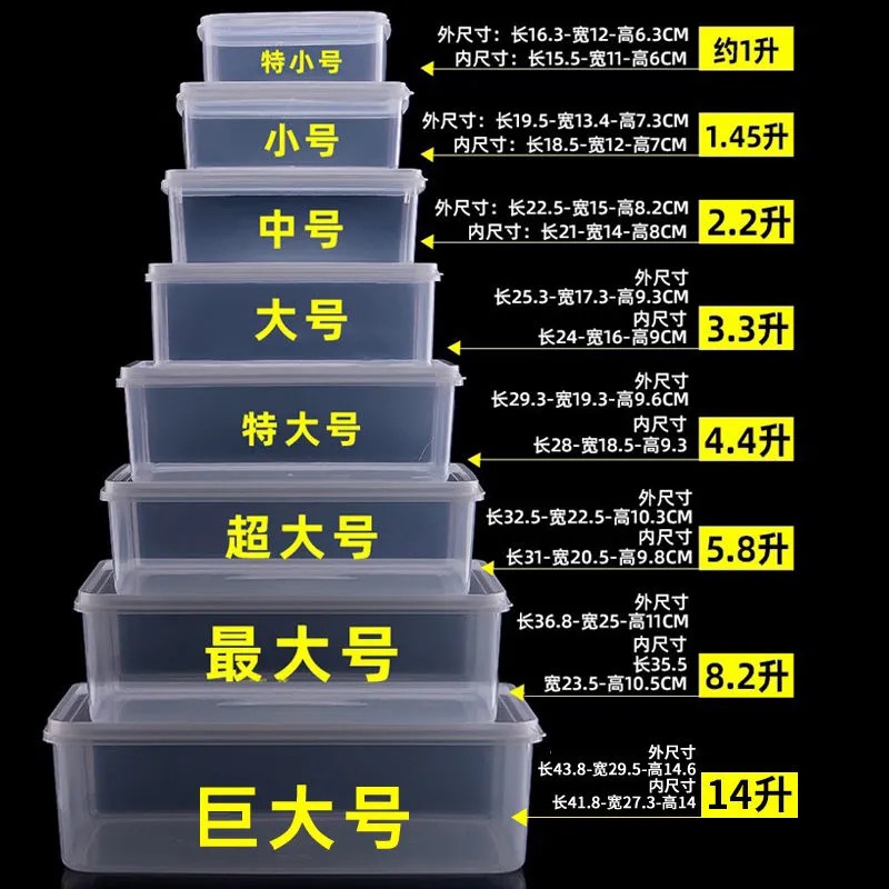 厂家直销长方形透明保鲜盒肉类食物收纳盒冰箱专用收纳盒储物盒子