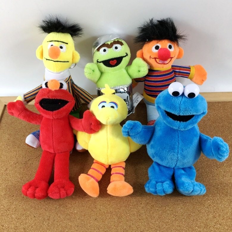 原单sesame street芝麻小挂件艾摩elmo毛绒玩具亲子挂饰公仔 6个