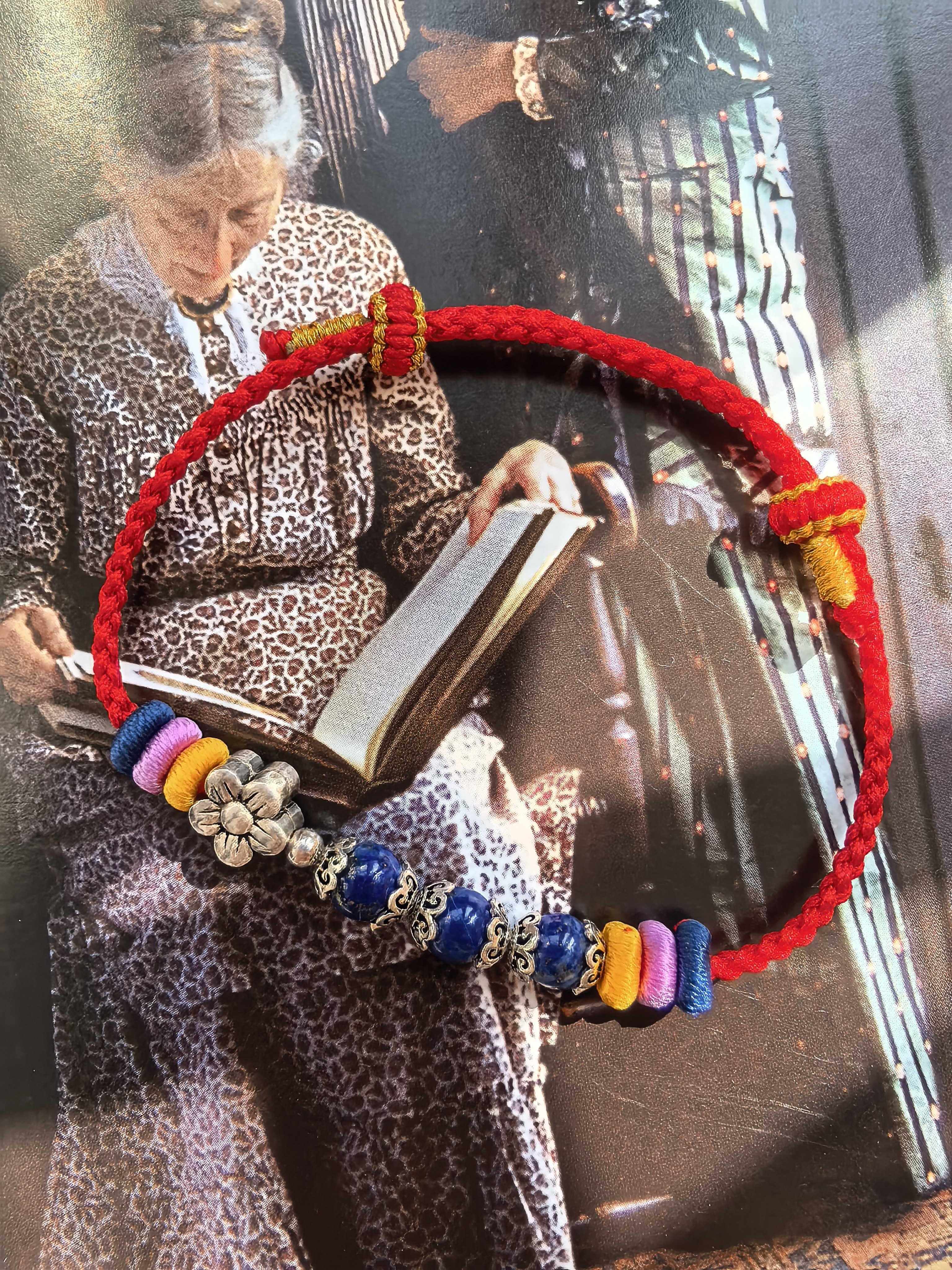 非遗文化手工编制青金石泰银本命年红绳子手绳送闺蜜朋友精致礼物