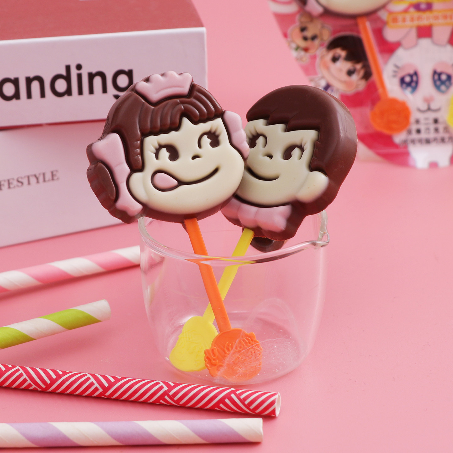 日本原装进口儿童小朋友零食不二家双棒牛奶巧克力棒棒网红糖果