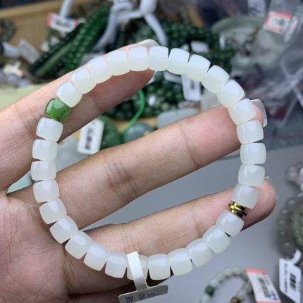 和田玉白玉手串和田玉高冰润白手串直切手串7mm