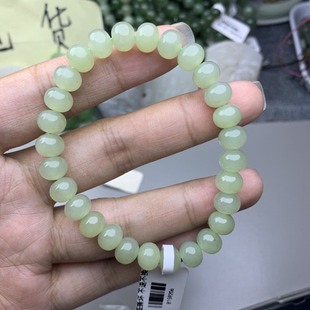 和田玉手串和田玉精品高冰晴手串晴水算盘珠手串8mm