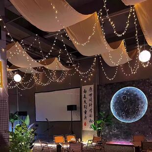 复活节万圣节黑色背景布幔婚礼现场舞台布置展台吊顶遮光布纱幔布