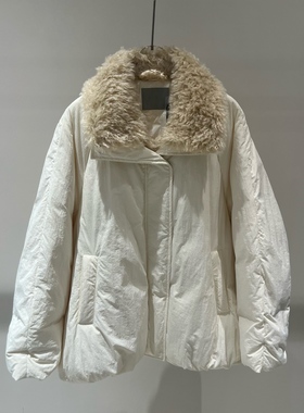 店艾诺丝2025冬装新款个性毛领羽绒服女白鸭绒保暖外套AR004015
