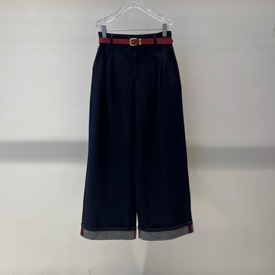 店艾诺丝春季高腰显瘦阔腿牛仔裤