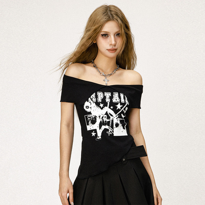 CTB Captainbeer美式辣妹Y2K摇滚针织衫女夏季2024新款两穿上衣潮