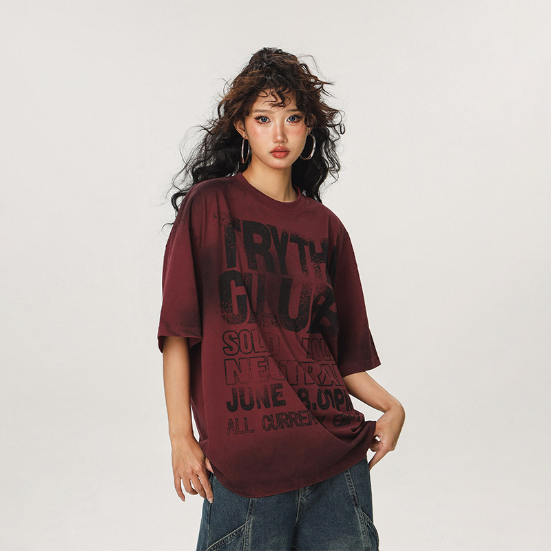 CTB啤酒队长 美式街头复古扎染中性风短袖T恤男女夏季新款上衣潮