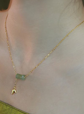 天然和田玉竹节项链女款S925纯银轻奢小众锁骨链2024新款节日礼物