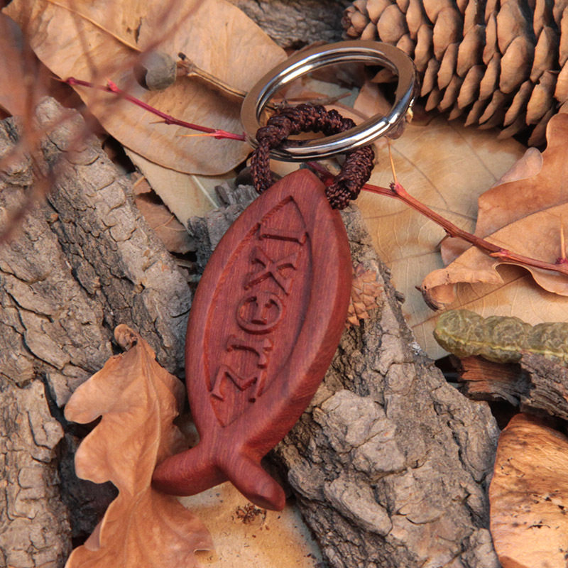 希腊鱼红檀木钥匙扣钥匙链高档精密实木礼品生日手伴新年父亲节