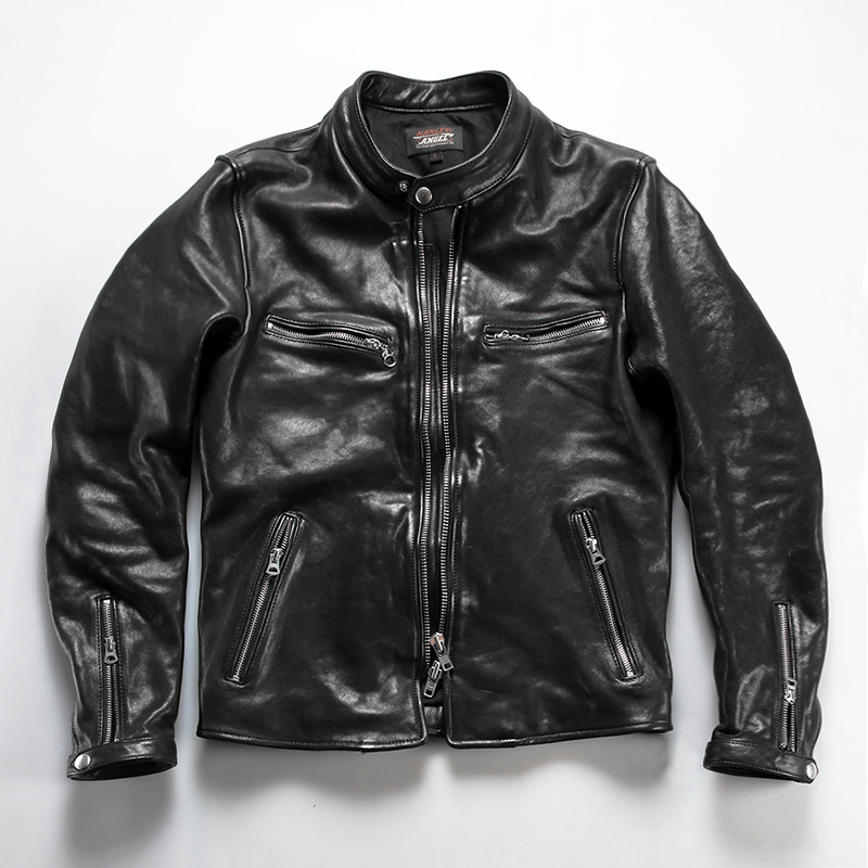 加厚植鞣绵羊皮J100皮夹克男士立领修身短款皮衣休闲机车真皮外套