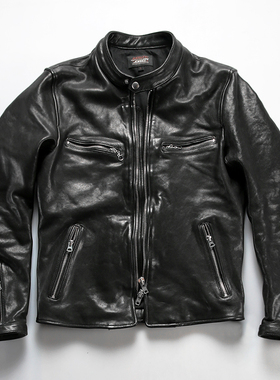 洗水植鞣绵羊皮J100皮夹克男士立领修身短款皮衣休闲机车真皮外套