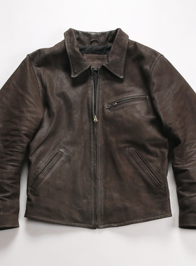 1930s复古做旧真皮皮衣男磨砂山羊皮夹克翻领商务休闲真皮外套