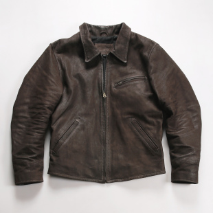 1930s复古做旧真皮皮衣男磨砂山羊皮夹克翻领商务休闲真皮外套