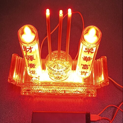 插电蜡烛家用灶神led电子香炉烛台电子香烛充电宝电池两用款财神