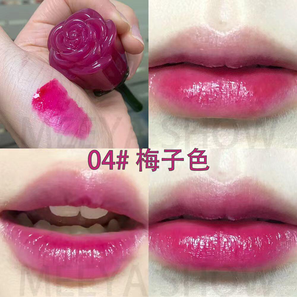 玫瑰花瓣液体唇釉雾面哑光持久不沾杯不掉色梅子色染唇液液体口红