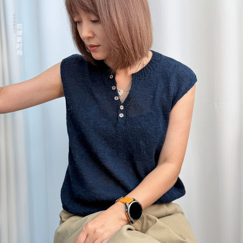 织（背心纽扣款）同款真丝棉麻线一团（25克）玖球新时尚手编毛线