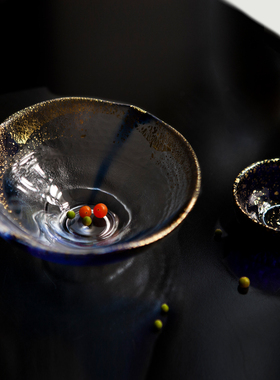 包邮日本东洋佐佐木日式和风手工精致餐具金箔钵玻璃碗调料碟送礼