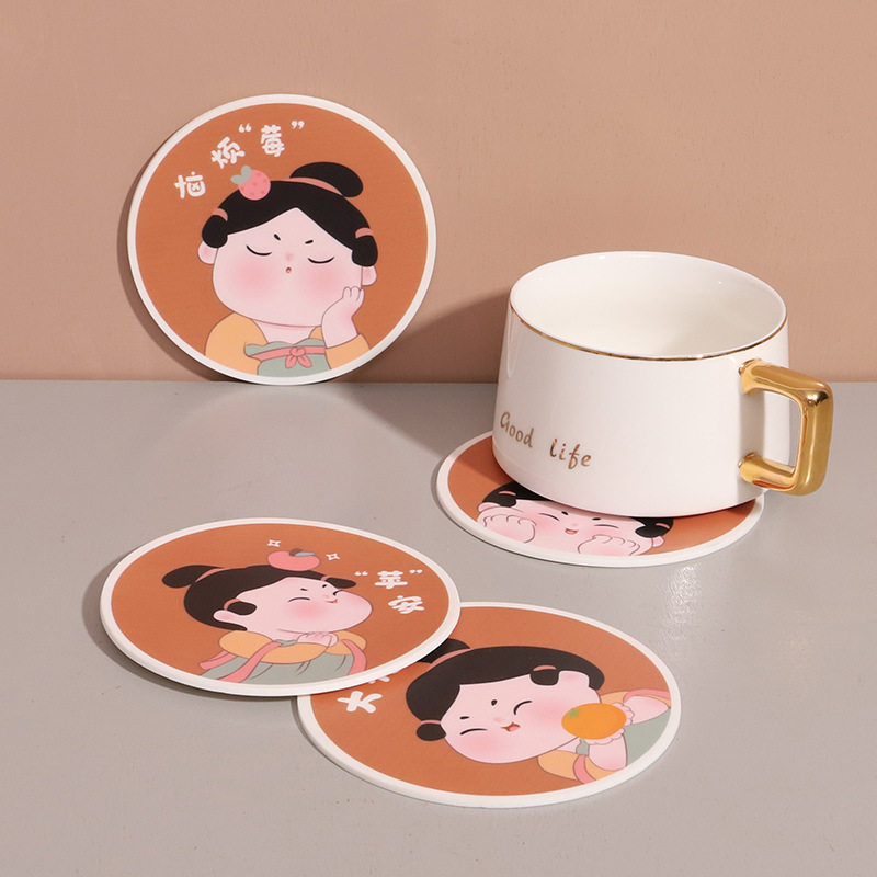 唐仕女杯垫西安旅游纪念品文创圆形小清新小礼物创意礼品国潮装饰