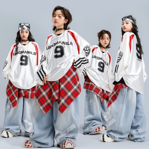儿童街舞潮服男童嘻哈表演炸街潮牌酷帅hiphop女童爵士舞演出服装