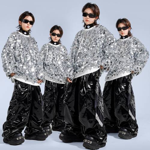儿童街舞潮服舞台演出服亮片男女童嘻哈套装爵士舞服装少儿表演服