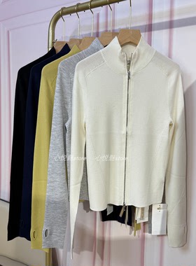 J家 美丽奴羊毛16针坑条烟管领拉链修身针织开衫外套73106