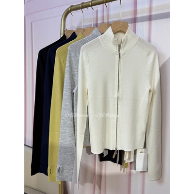 J家 美丽奴羊毛16针坑条烟管领拉链修身针织开衫外套73106