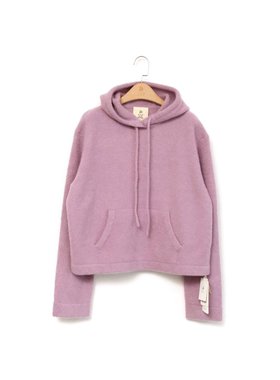 J家 温暖柔和山羊绒圈圈纱休闲减龄连帽口袋套头针织上衣16781