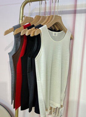 J家 美丽奴羊毛18针单边基础百搭纯色圆领针织背心内搭外穿357