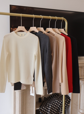 J家 舒适亲肤山羊绒18针四平针圆领百搭基础套头上衣33605