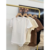 修身 春夏新款 莱赛尔真丝弧形下摆圆领套头短袖 T恤25A130