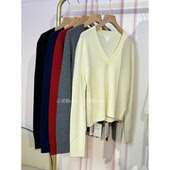 BBE礼贝 16针元 宝针美丽奴羊毛基础V领显瘦针织套头上衣2006