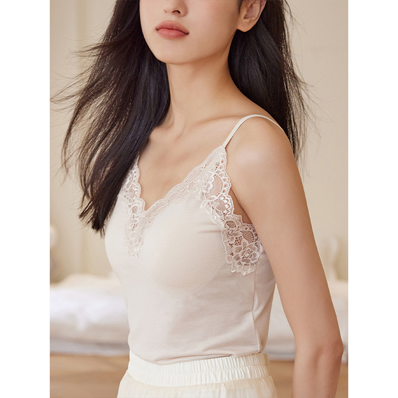 蕾丝一体有型性感背心固定杯