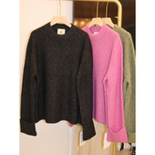 宝针圆领套头宽松均码 J家 细羊毛羊绒白蚕丝5针元 针织毛衣16710