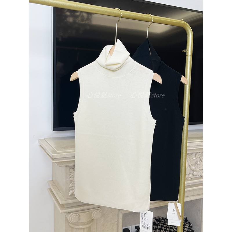 高领无袖针织套头气质背心