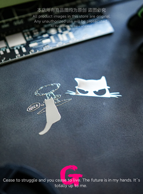 粉G 个性创意搞笑核弹小猫金属贴纸高级感立体笔记本电脑手机贴饰