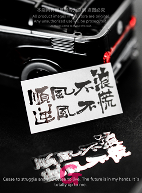 粉G 个性创意逆风不慌顺风不浪金属贴纸高级感立体笔记本电脑装饰